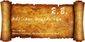 Röcker Boglárka névjegykártya